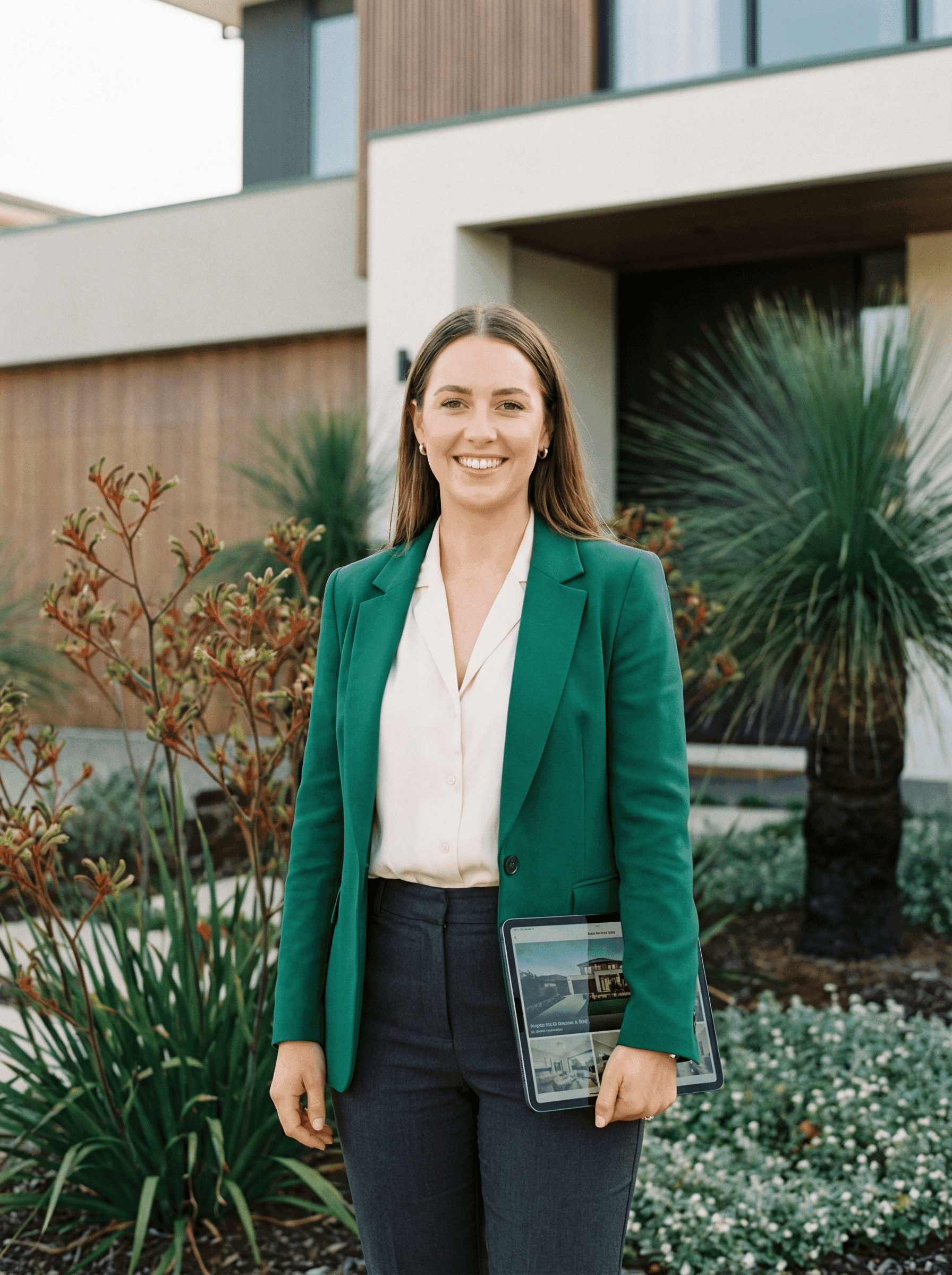 Australian real estate agent using AI Real Estate on a tablet